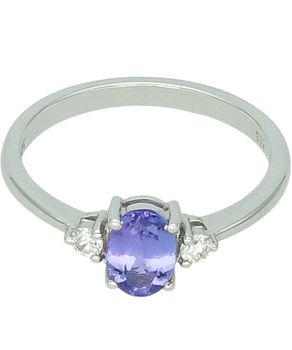 Pierścionek z tanzanitem i diamentami w białym złocie 585 – pierścionek zaręczynowy - rozmiar 16.jpg